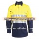 Two Tone UPF50+ Hi Vis reflectivet close front cotton drill work shirt