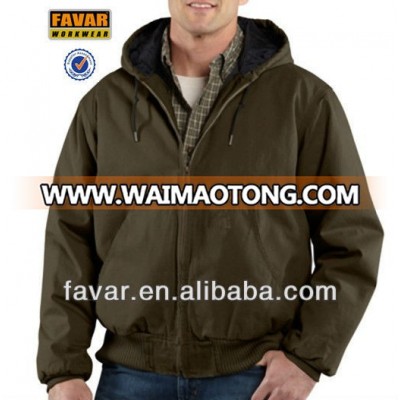 Mens Canvas Quilted Hooded workwear winter work jackets