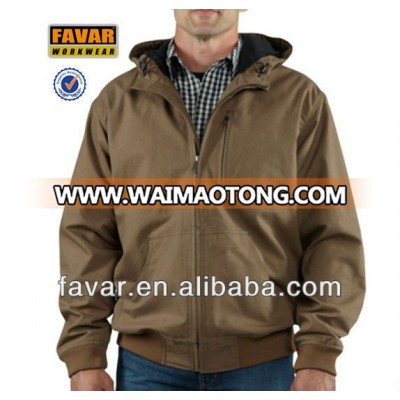 Mens Canvas Quilted Hooded Winter Worker Jacket Bomber Jacket