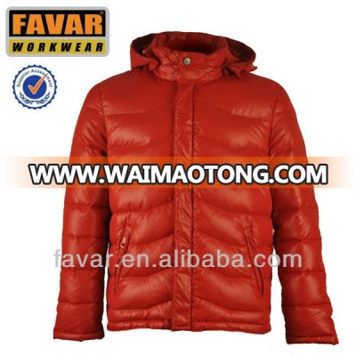 cotton padded high quality goose shiny short style down jacket with hood