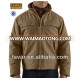 Men Khaki Casual Canvas Quilted Outdoor Hood Jacket Workwear