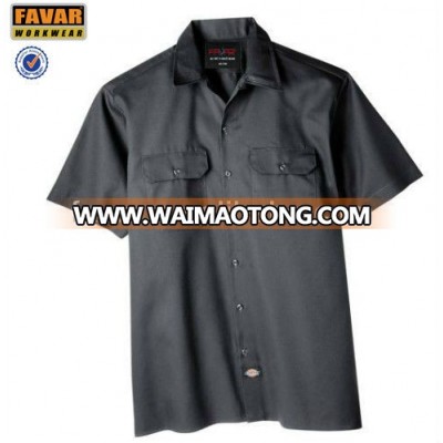 button close short sleeve cotton work shirt