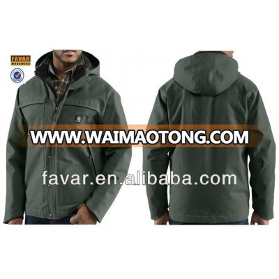 Men Canvas Quilted Outdoor Hooded Winter Work Jacket Workwear Clothing