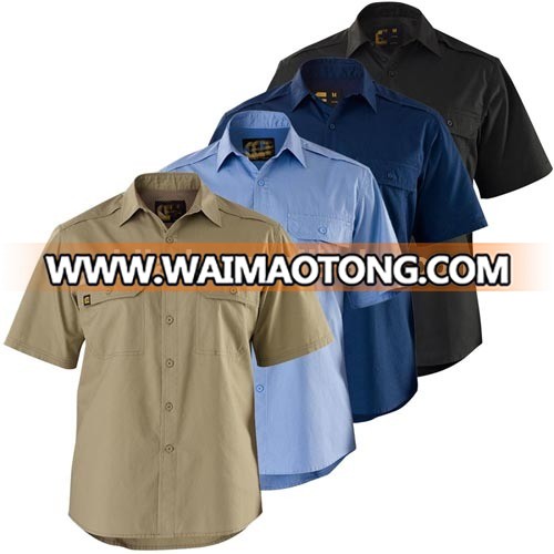 100% Cotton Shirts Long Sleeve AeroCool Men's Workwear Uniform Work Shirt Short Sleeve With Pockets for Mechanic engineering